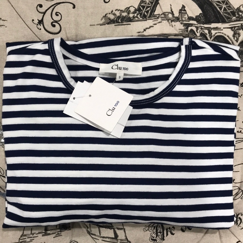 🎁 Clu Ruffle Sleeve Stripe Tee - Picture 6 of 8